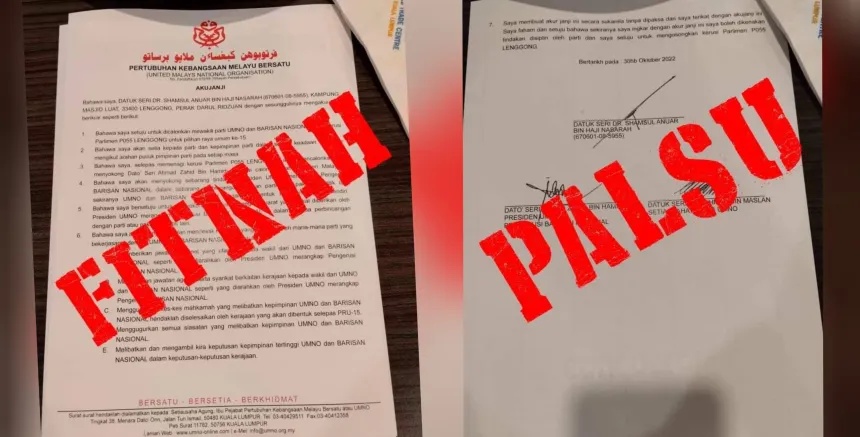 Surat Aku Janji Palsu Calon UMNO SPRM Akan Siasat MYKMU NET