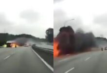 [VIDEO] Macam aksi dalam filem motosikal elak lori terbakar