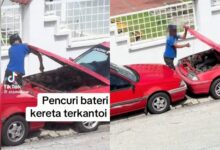 [VIDEO] ‘Terkantoi’ tak jadi curi bateri kereta