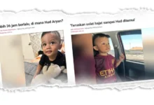 Mayat Hud Aryan ditemui tersangkut pokok di muara sungai