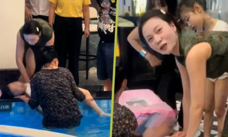 Terjun kolam pakai cheongsam, topeng rawatan muka selamat budak lemas