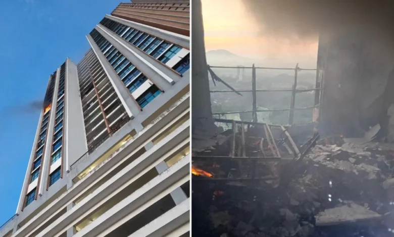 Tiga sesak nafas pangsapuri terbakar