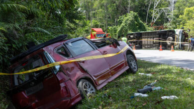 Family of four in MPV survive collision with UPSI bus; driver discharged, wife and kids still hospitalised