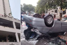 Pekerja kedai cuci kereta parah, kereta dipandu terjunam dari tingkat 3