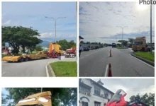 Seorang penunggang motosikal maut selepas merempuh treler yang membuat pusingan U di Jalan Persiaran Ros, Bukit Sentosa, petang semalam. - Foto ihsan Polis