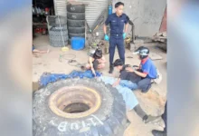 Pekerja maut kepala terhentak tayar meletup ketika diisi angin