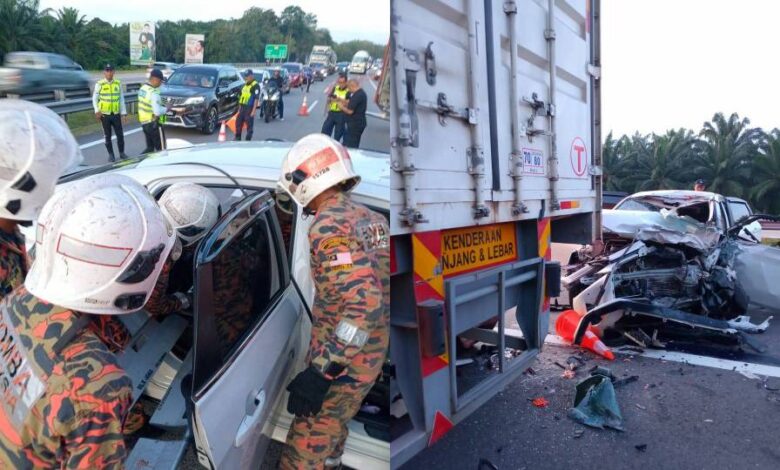 2 wanita maut kereta rempuh belakang treler tayar rosak