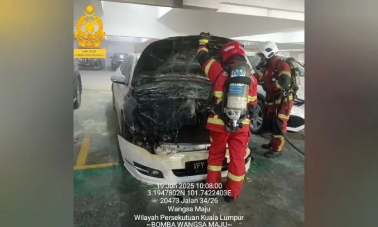 11 warga asing sesak nafas, kereta terbakar di parkir bawah tanah kondominium