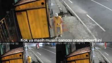 Tabur apa di keliling gerai burger tu?