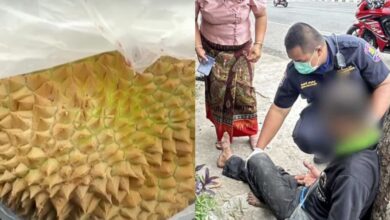 Muka mangsa kemalangan tertusuk durian