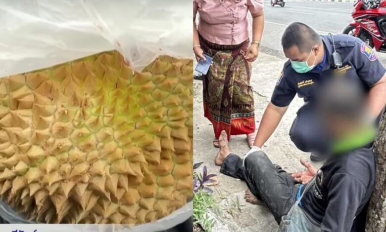 Muka mangsa kemalangan tertusuk durian
