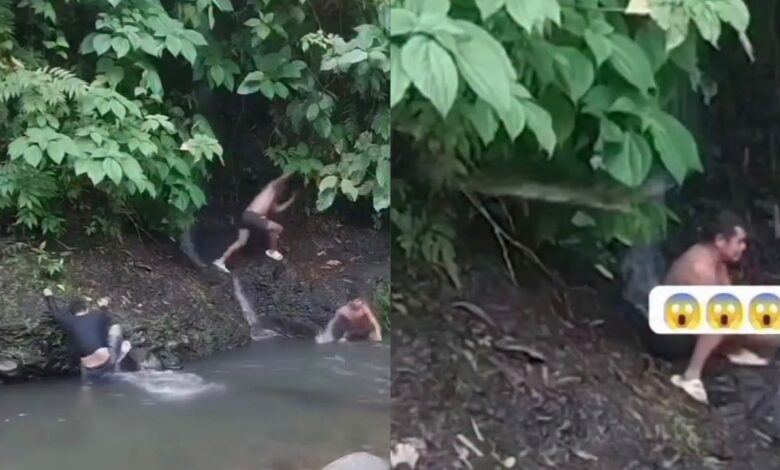 ﻿Lelaki nyaris jadi makanan ular di sungai