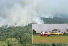 Bomba guna helikopter padam kebakaran hutan di Mukah