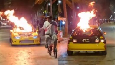 Kereta ‘Ghost Rider’ keluar api sambil beraksi