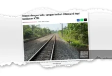 Mayat di tepi landasan kereta api dipercayai dicampak dari jambatan 11.15m - Polis