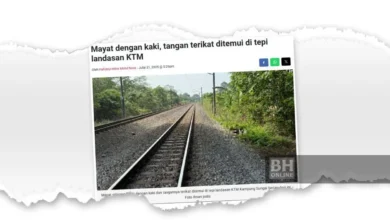 Mayat di tepi landasan kereta api dipercayai dicampak dari jambatan 11.15m - Polis