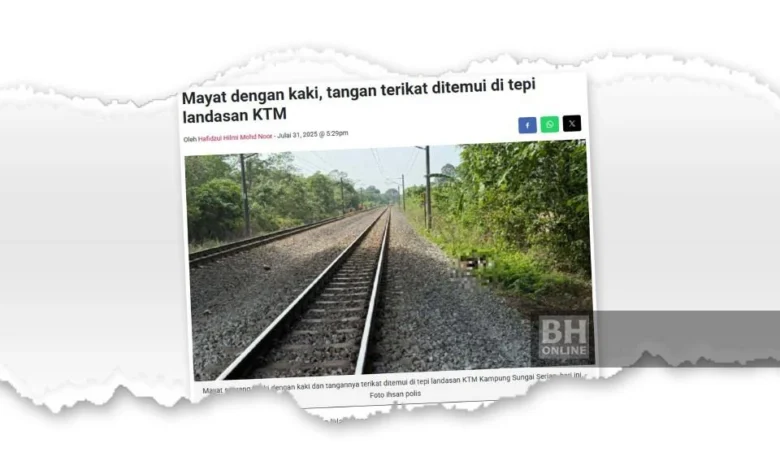 Mayat di tepi landasan kereta api dipercayai dicampak dari jambatan 11.15m - Polis