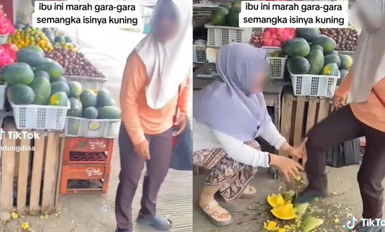 Wanita mengamuk, isi tembikai warna kuning