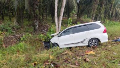 Suami isteri maut, kereta langgar pokok