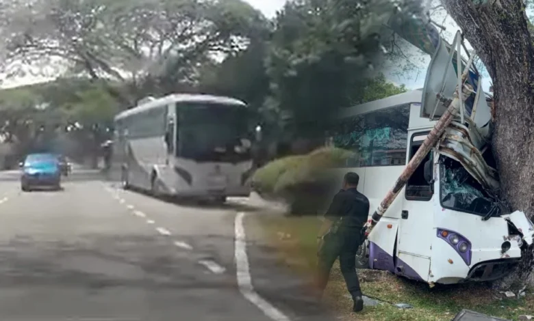 Seorang guru, 3 murid cedera bas dinaiki langgar pokok di UPM