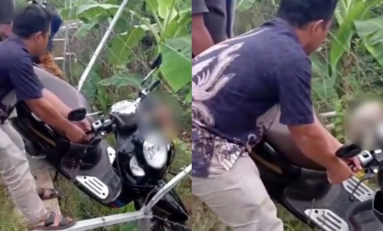 Bibir tertusuk kawat duri semasa belajar tunggang motosikal