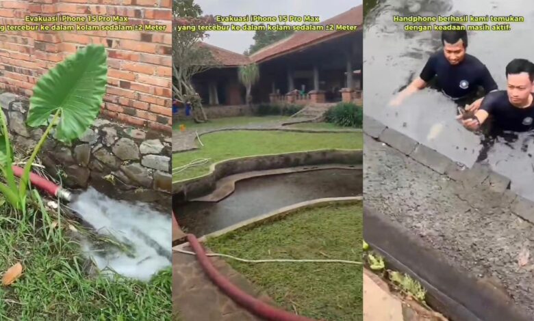 Bomba diminta keringkan kolam sedalam 2 meter, cari iPhone 15 Pro Max hilang