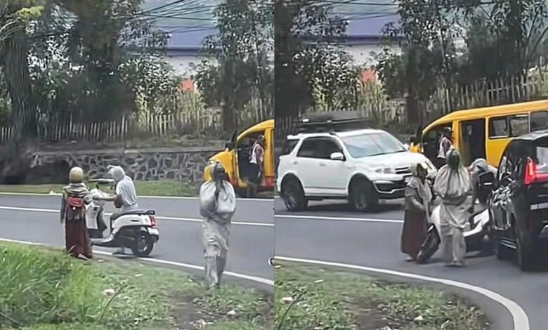 Pocong baik hati, tolong wanita jatuh motosikal