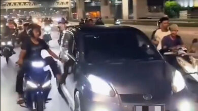 Nine arrested in viral biker mob attack on Myvi in Puchong