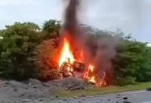 2 rentung, kereta terbakar dalam kemalangan