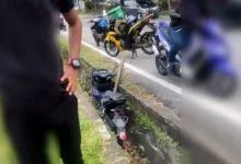 Rider GrabFood maut, rakan cedera motosikal terbabas ke dalam longkang