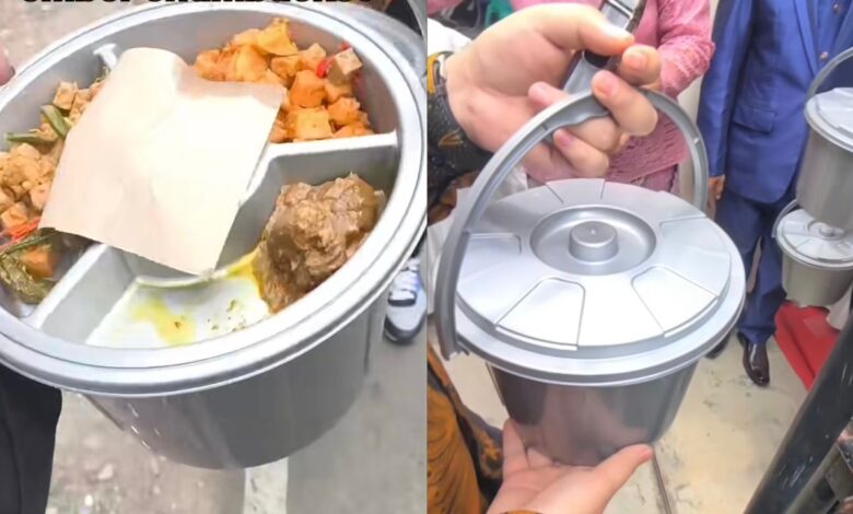 Tetamu majlis kahwin dapat baldi isi lauk