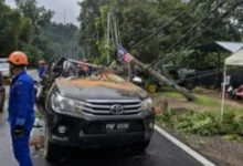 Hujan lebat, angin kuat punca pokok tumbang hempap 4x4 di Batang Kali