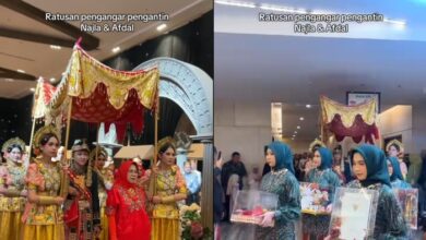 Ratusan pengiring bawa hantaran, mas kahwin hampir setengah juta