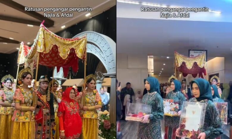 Ratusan pengiring bawa hantaran, mas kahwin hampir setengah juta