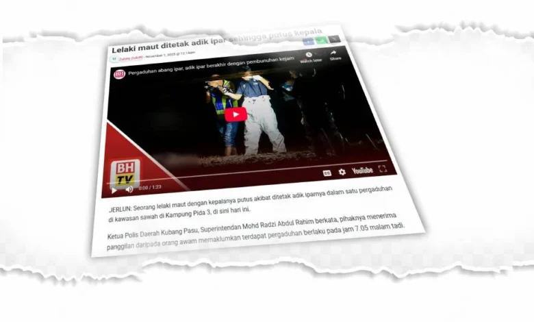 Suspek tetak kepala abang ipar hingga putus direman enam hari