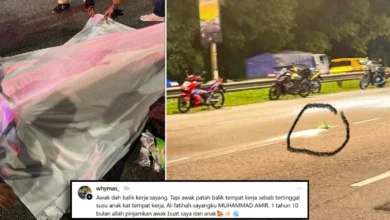 Suami maut motosikal langgar lori selepas berpatah balik ambil susu anak yang tertinggal - Isteri