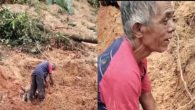 Bapa gali serpihan cari anak hilang dalam tanah runtuh