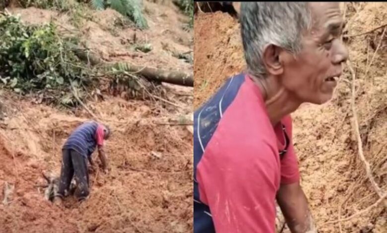 Bapa gali serpihan cari anak hilang dalam tanah runtuh