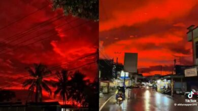 Penduduk cemas langit merah seperti darah