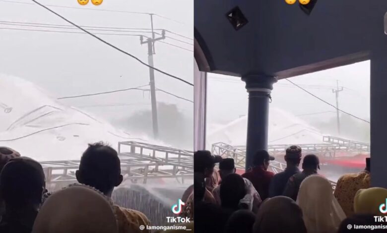 Tetamu ketakutan lihat pentas roboh ditiup angin kencang