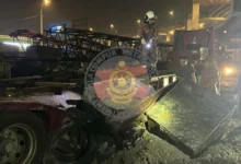 Two killed after being flung off SPE highway in trailer crash