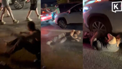 Nyaris kena gilis, lelaki berguling lintas jalan