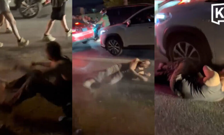 Nyaris kena gilis, lelaki berguling lintas jalan