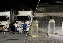 3 pemandu lori tangki kebas diesel, ganti air