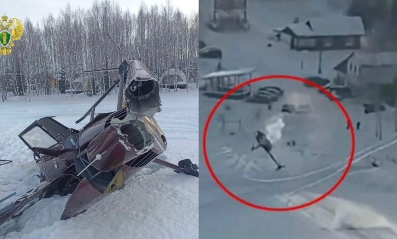 Helikopter tersangkut kabel ski