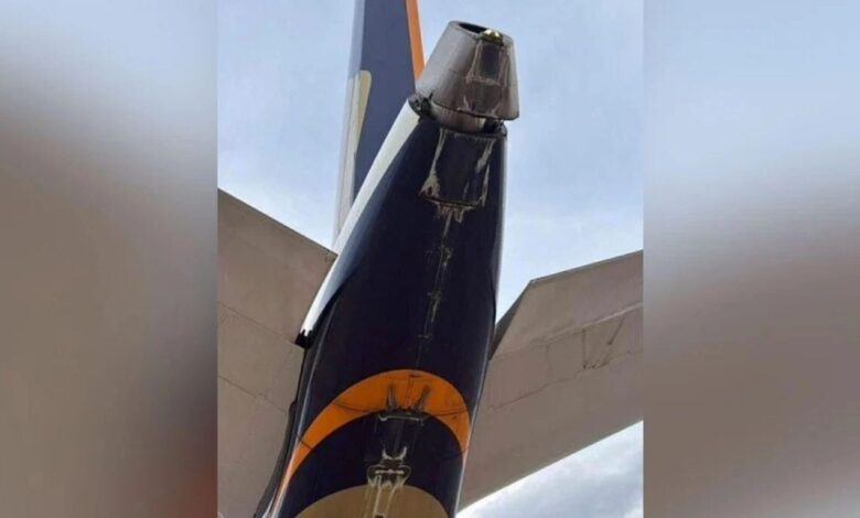 Ekor pesawat SIA terkena landasan