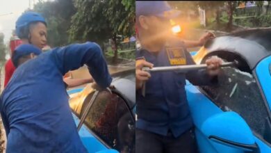 Tingkap Porsche kena pecah dengan bomba