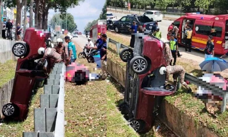 Seorang wanita maut, tiga ahli keluarga cedera dalam nahas di Taman Bertam Impian