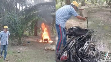Lelaki bakar motosikal, tak tahan kerap ‘merajuk’