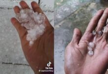 Penduduk teruja kutip hujan ais